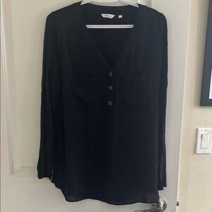 Reitmans Black Button-Front Blouse